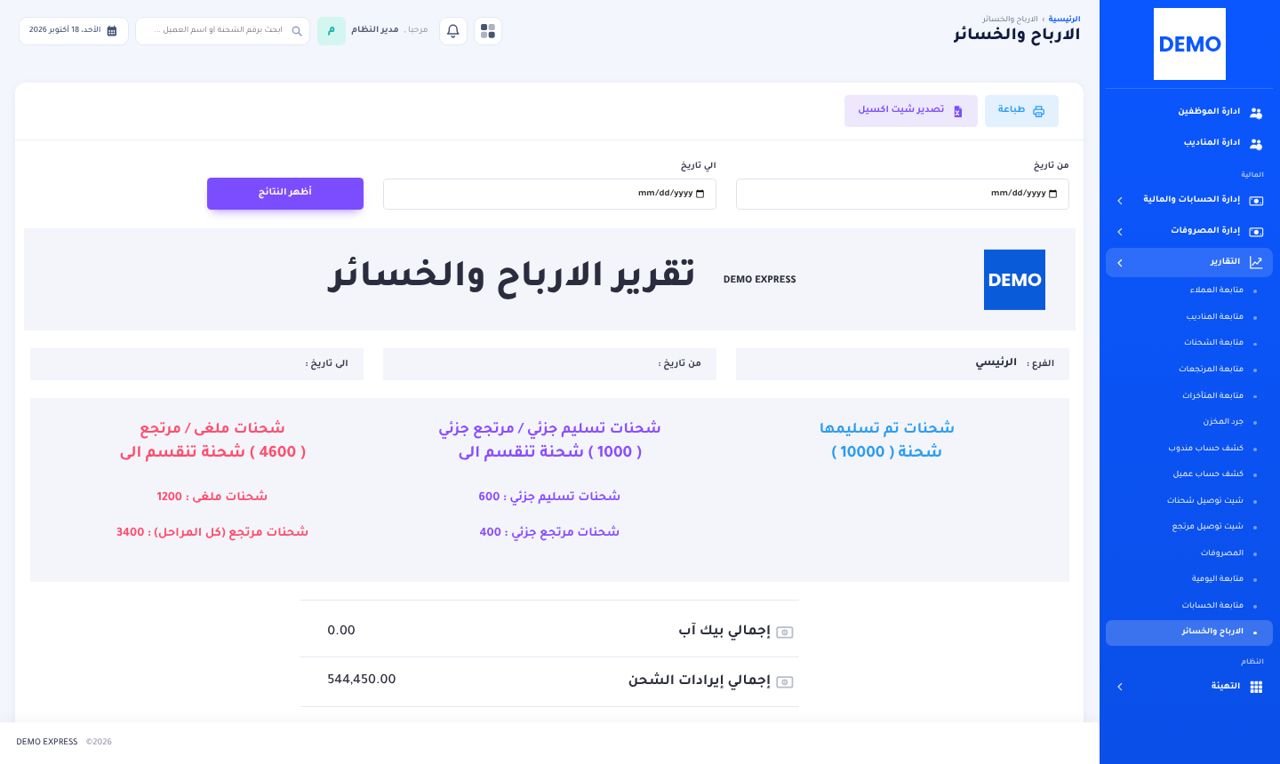 تقرير الأرباح والخسائر